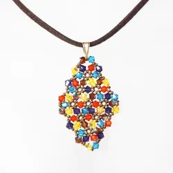 Pendant 45cm - Xochitl Rhombus M-Chocolate Suedine - Pendant 45cm - Laiton bronze